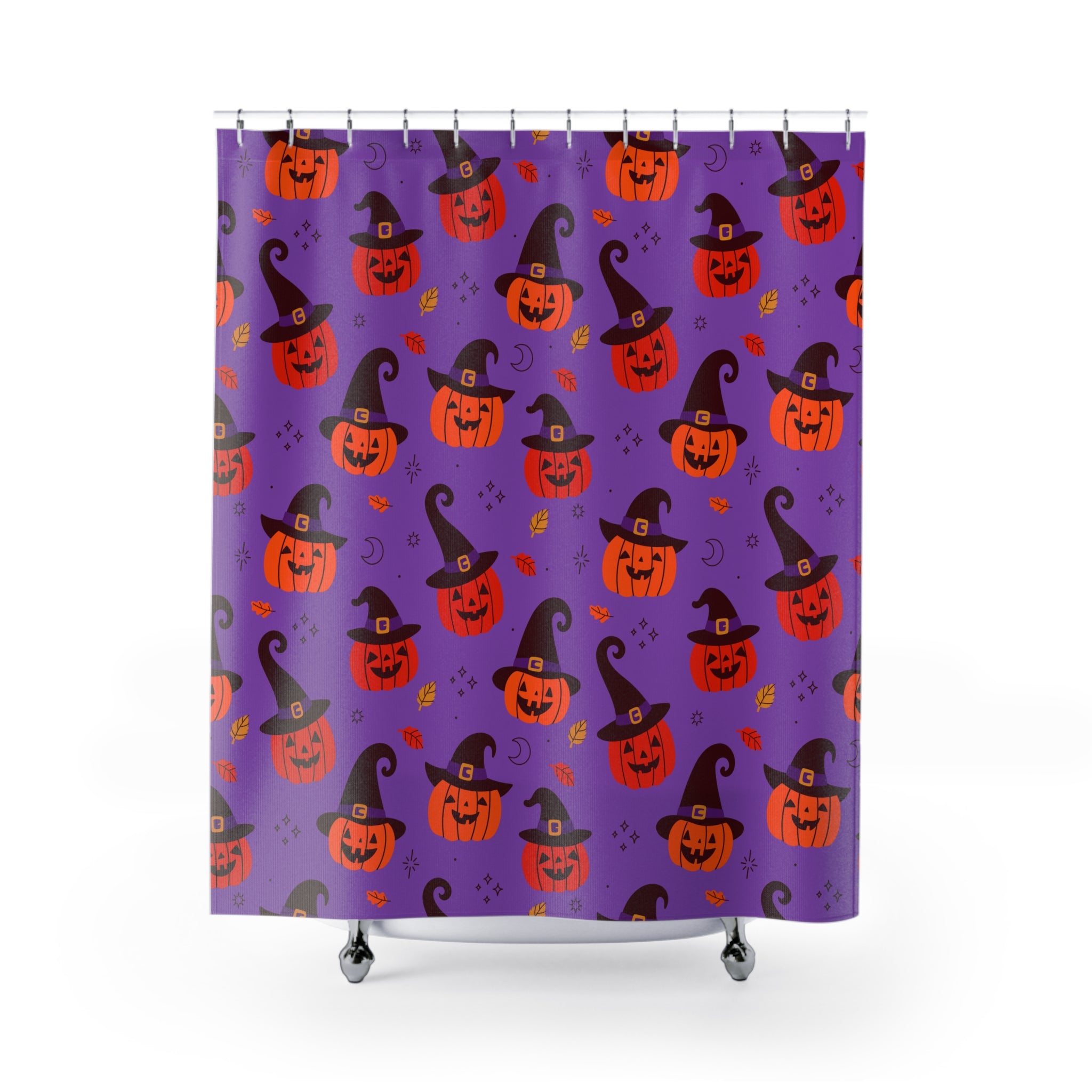 Witch Hat Jack-O'-Lantern Pattern Shower Curtain Gift: Playful Spooky for Festive Homes