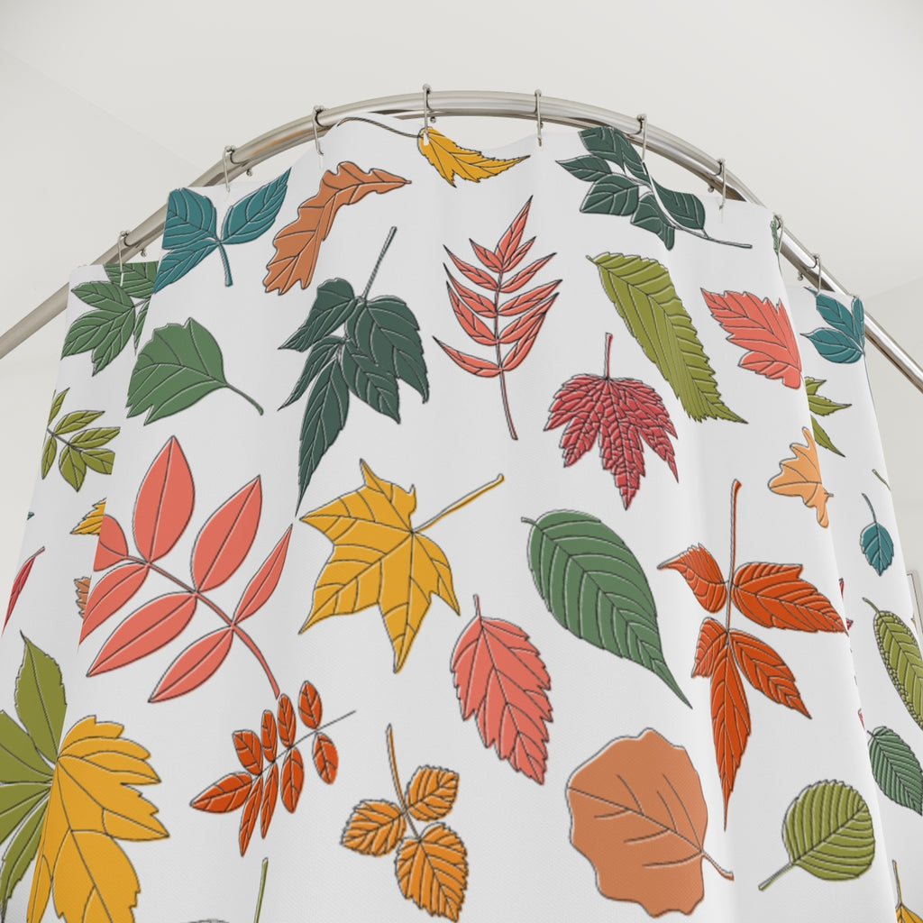 Vibrant Autumn Leaf Scatter Pattern Shower Curtain Gift: Natural Fall for Lively Homes