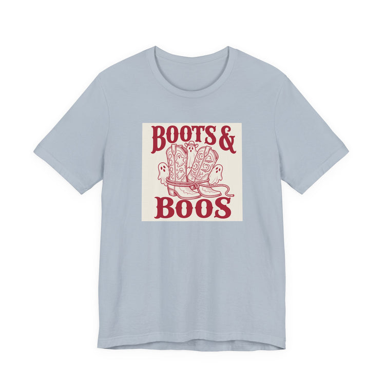 Western Boots Boo Crew T-shirt in light-blue – original NewGiftDay design