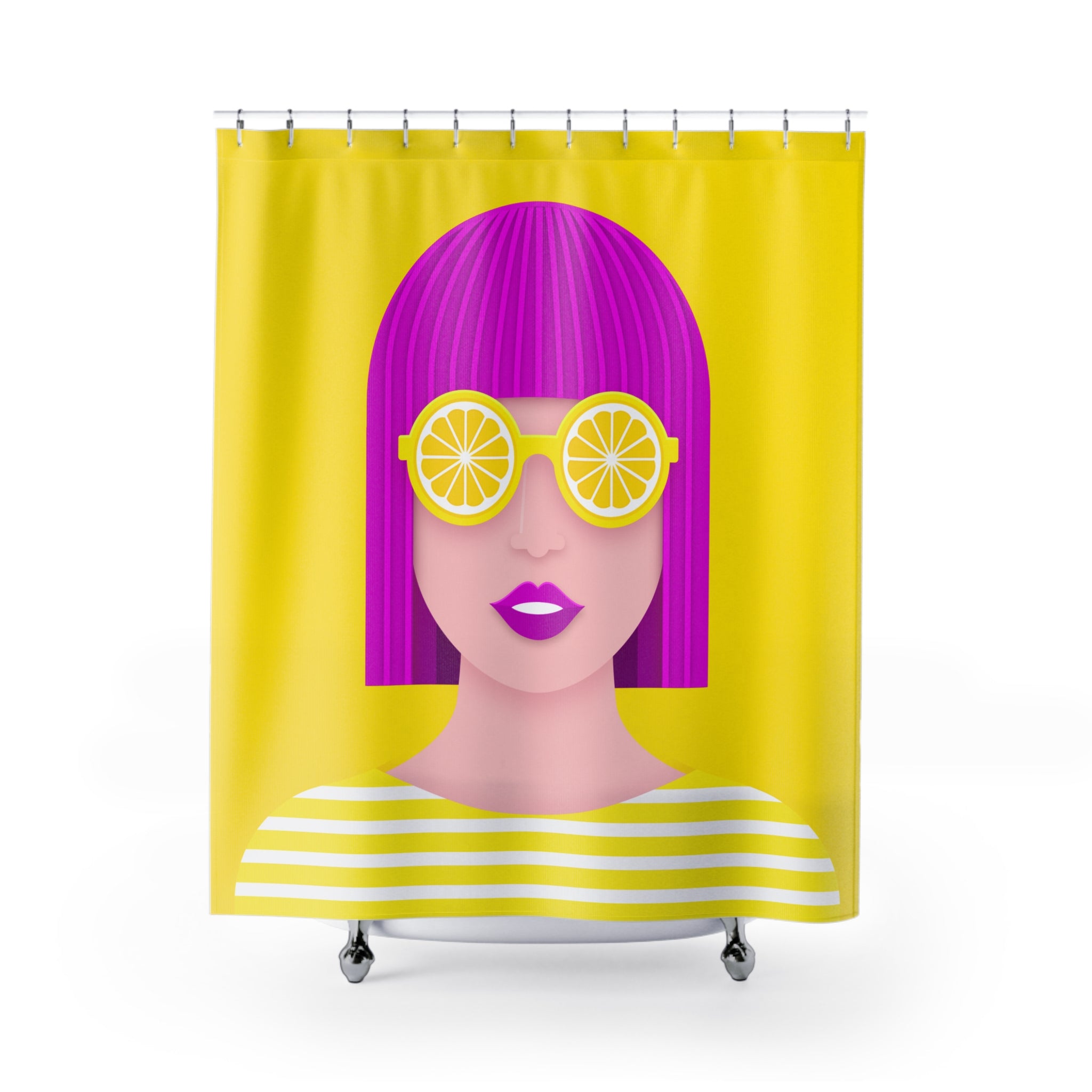 Lemon Slice Shades Pop Art Shower Curtain Gift: Zesty Style for Bold Homes