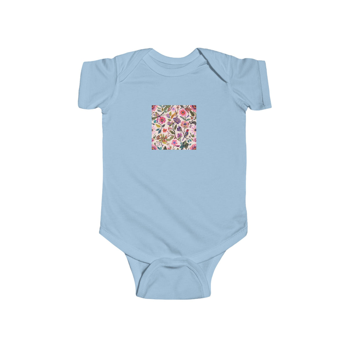 Blush Bird Garden Printed for Tiny Blooms baby bodysuit – original NewGiftDay design, view 3