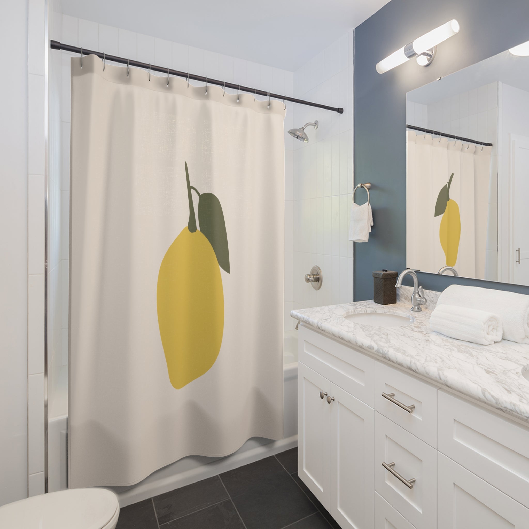 Minimalist Lemon Art Shower Curtain Gift: Fresh Citrus Charm for Bright Homes