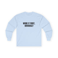 Wore It First Obviously DTG Printed for Layered Gift Style long sleeve tee – original NewGiftDay design, view 4