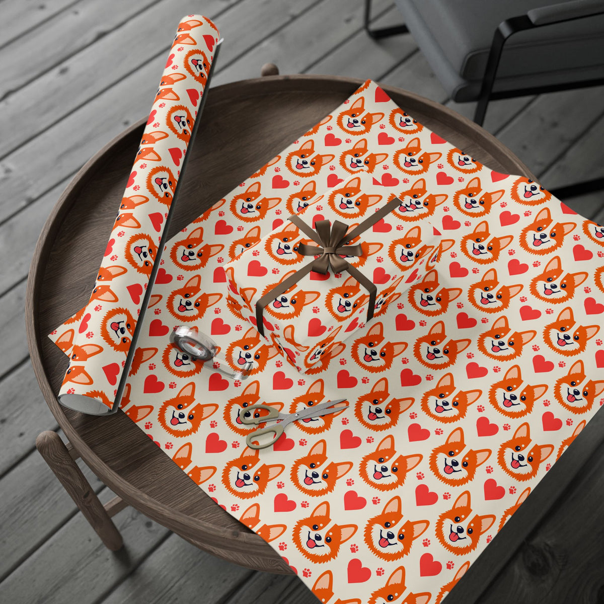 Corgi Heartss wrapping paper – original NewGiftDay design, view 2