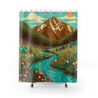 Vibrant Wildflower Mountain River Shower Curtain Gift: Serene Nature for Peaceful Homes