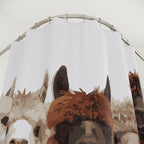 Uncanny Valley Llama Bunch Shower Curtain