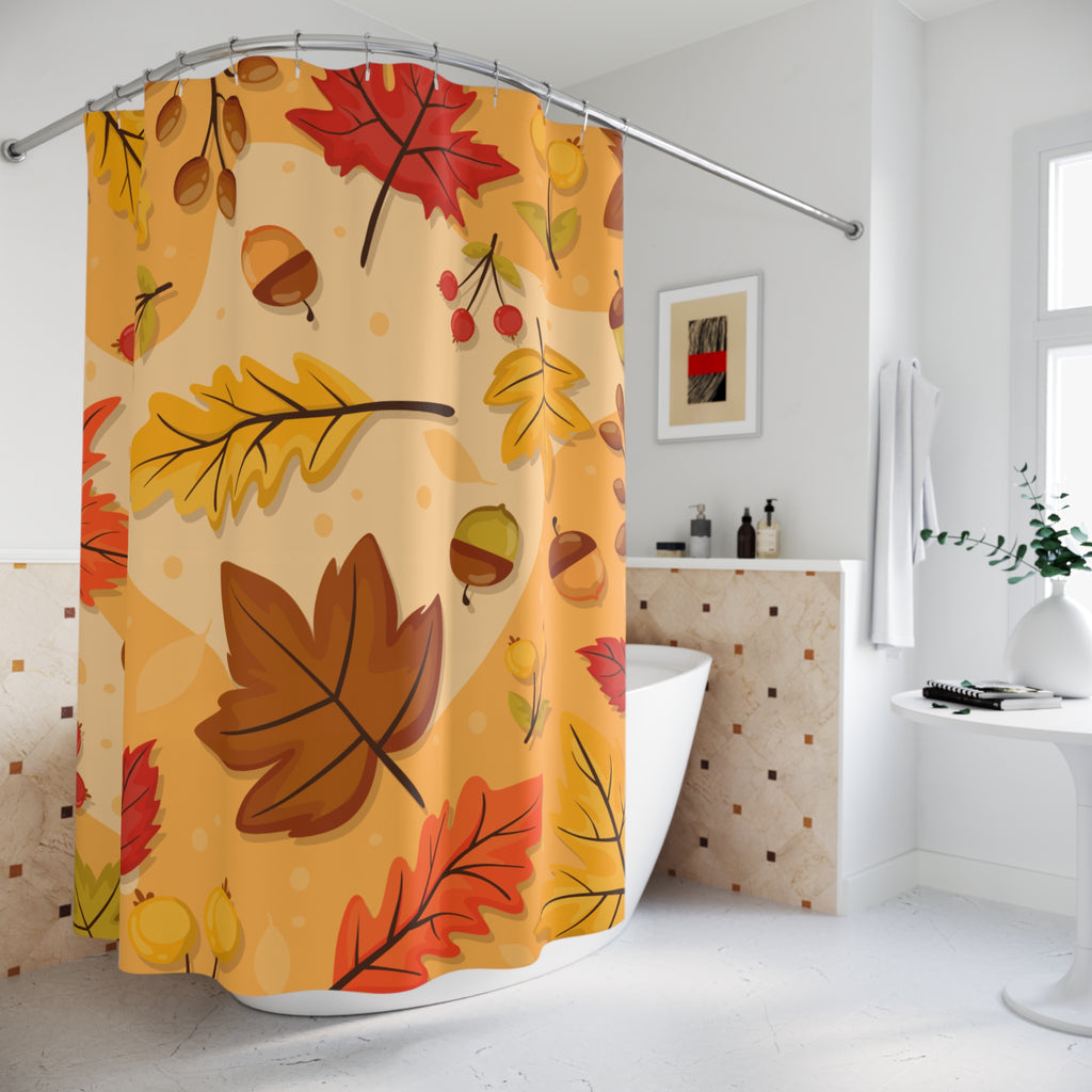 Vibrant Autumn Harvest Pattern Shower Curtain Gift: Festive Fall for Lively Homes