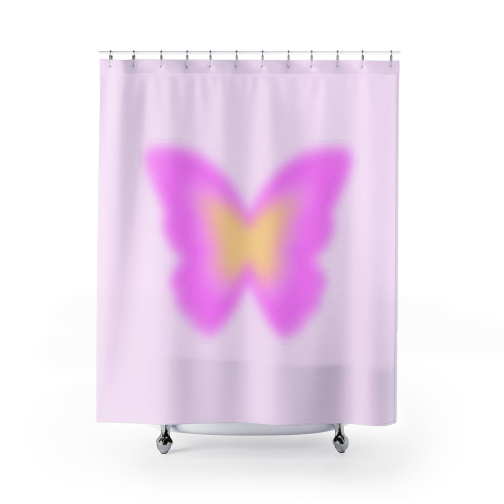 Purple & Yellow Aura Butterfly Shower Curtain Gift: Mystic Hues for Dreamy Spaces
