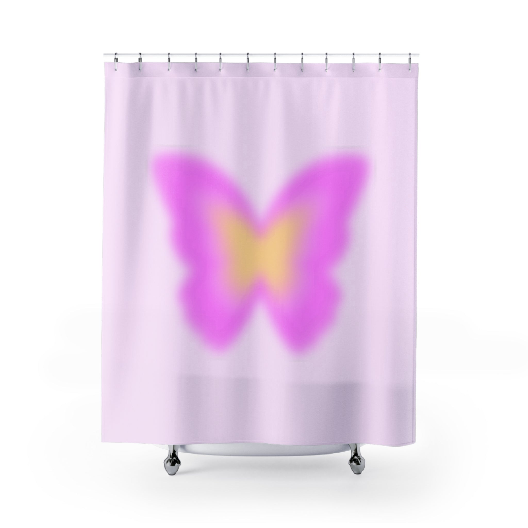 Purple & Yellow Aura Butterfly Shower Curtain Gift: Mystic Hues for Dreamy Spaces