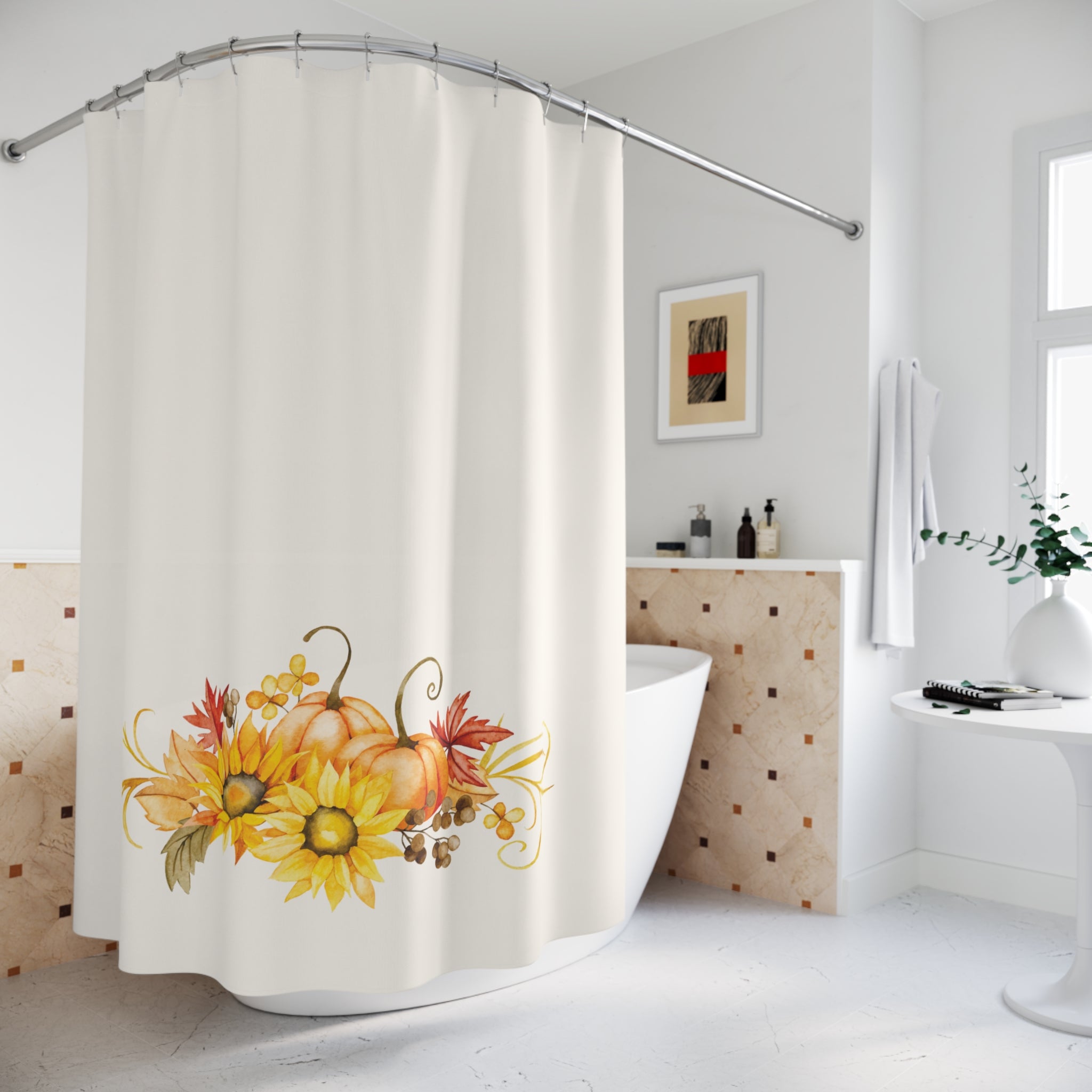 Elegant Autumn Harvest Floral Shower Curtain Gift: Festive Fall for Sophisticated Homes