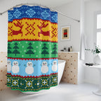 Ugly Christmas Sweater Shower Curtain Gift: Pixel Festive Fun for the Holidays