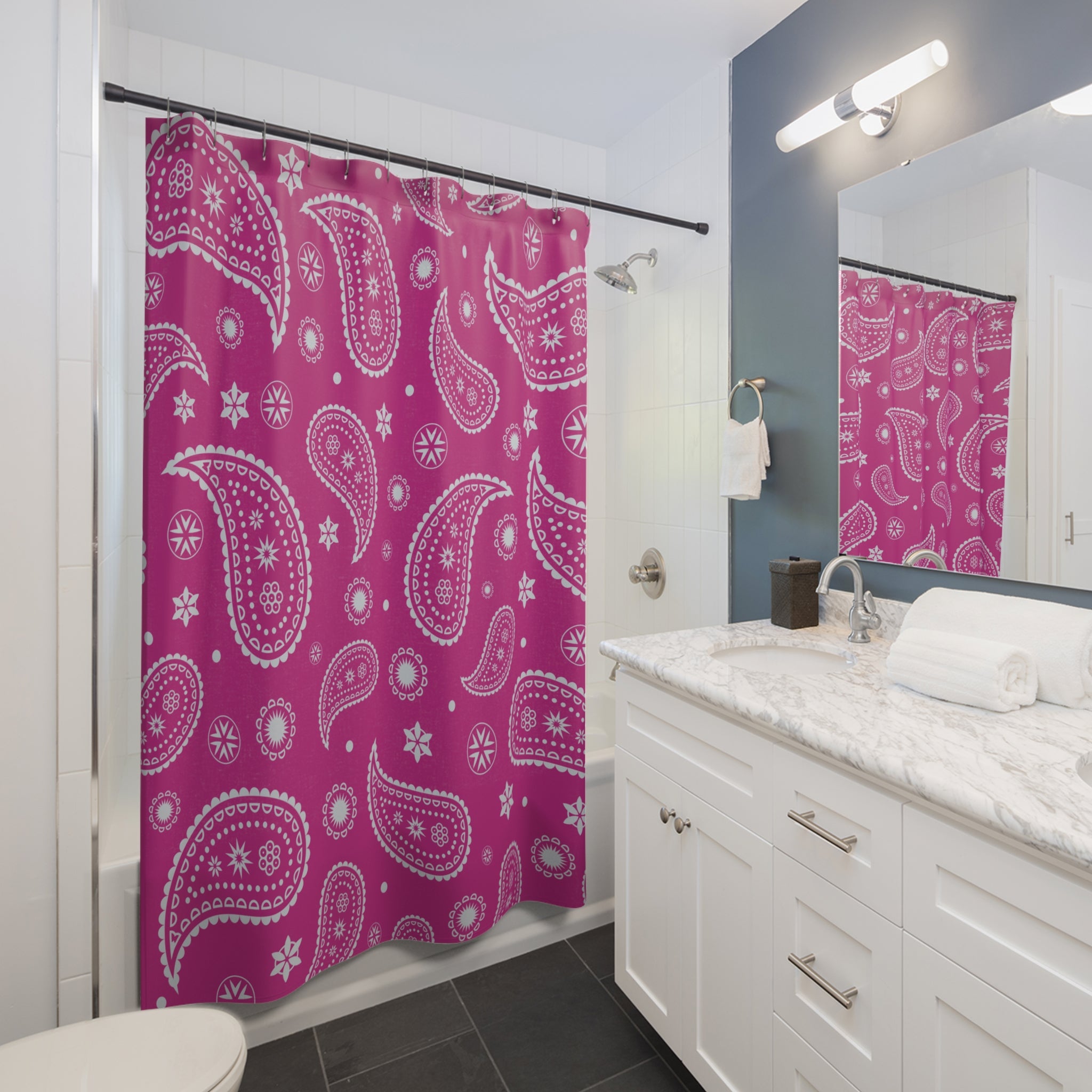 Magenta Ornate Paisley Shower Curtain Gift: Bohemian Boldness for Maximalist Homes