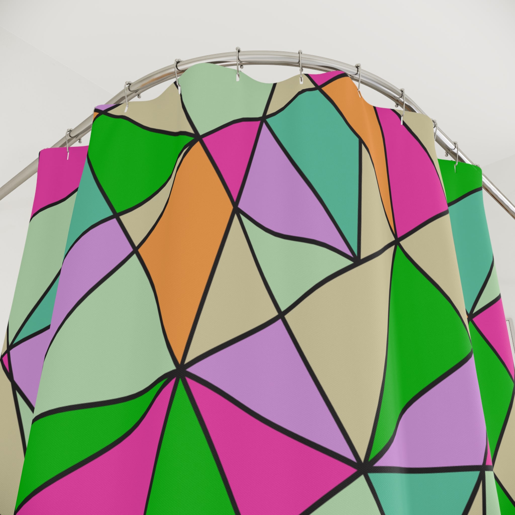 Geometric Stained Glass Shower Curtain Gift: Modern Mosaic Art for Vibrant Homes