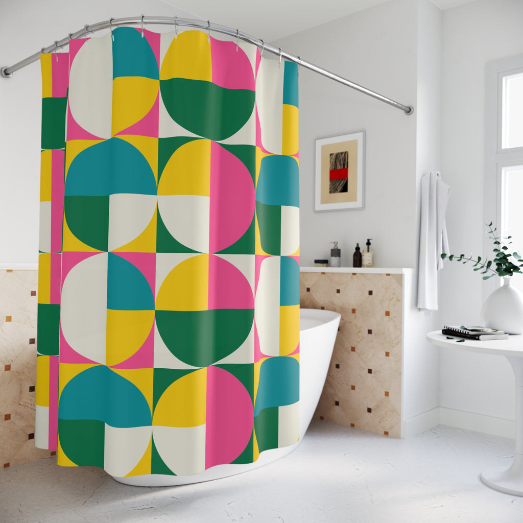 Iconic Quadrant Circle Shower Curtain Gift: Mod Geometry for Retro Homes