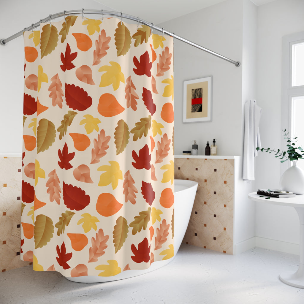 Warm Autumn Leaf Scatter Pattern Shower Curtain Gift: Natural Fall for Lively Homes