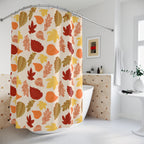 Warm Autumn Leaf Scatter Pattern Shower Curtain Gift: Natural Fall for Lively Homes