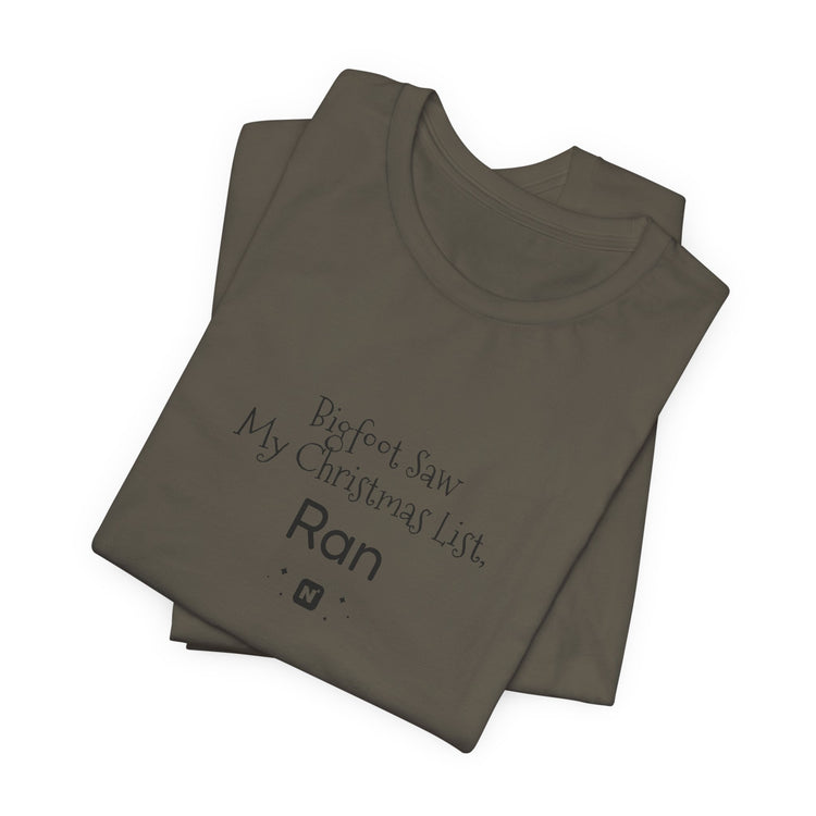 Bigfoot Christmas List T-shirt in heather-prism-ice-blue – original NewGiftDay design