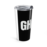 Black-and-White Ghost Lettering Travel tumbler – original NewGiftDay design, view 3