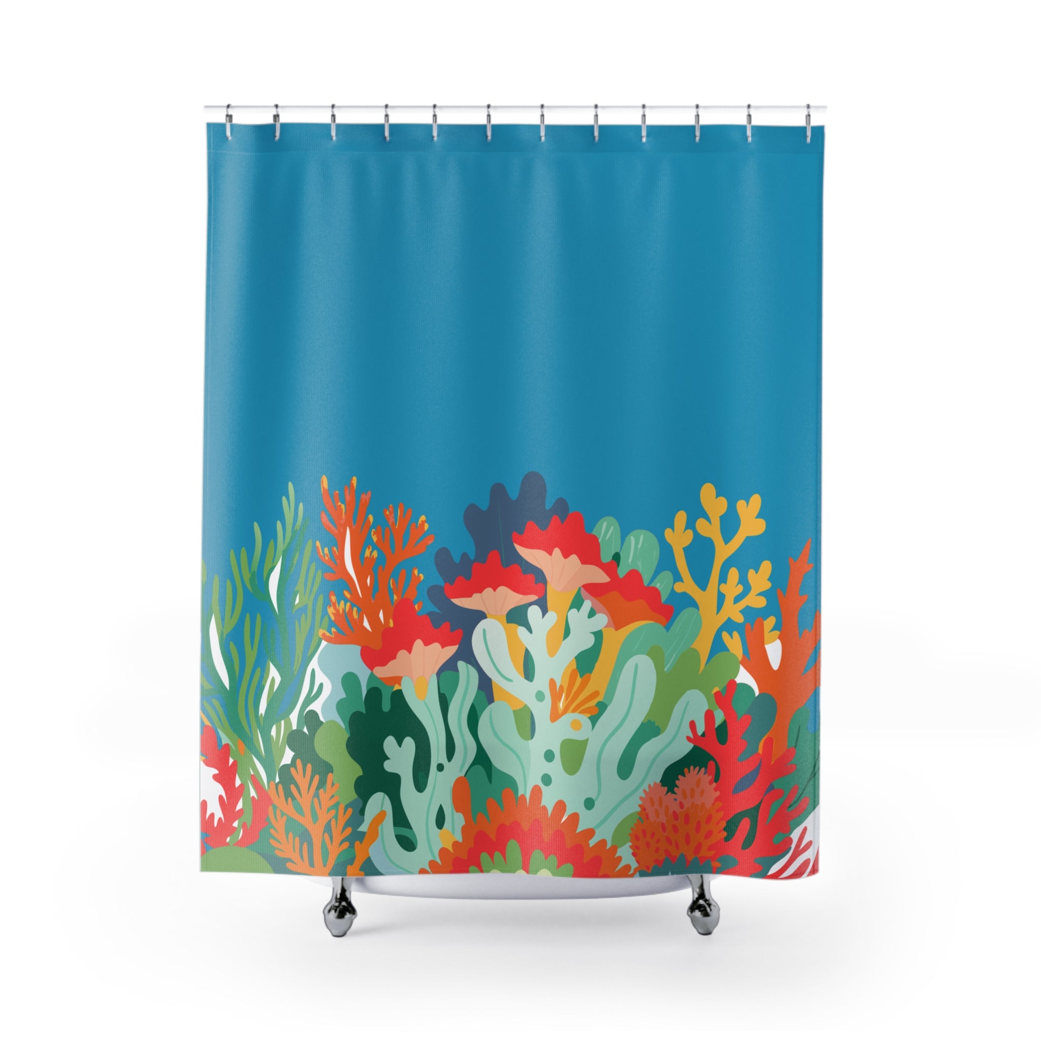 Vibrant Coral Reef Shower Curtain Gift: Underwater Escape for Coastal Homes