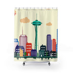 Retro Seattle Cityscape Shower Curtain Gift: Pop Art Energy for Urban Homes