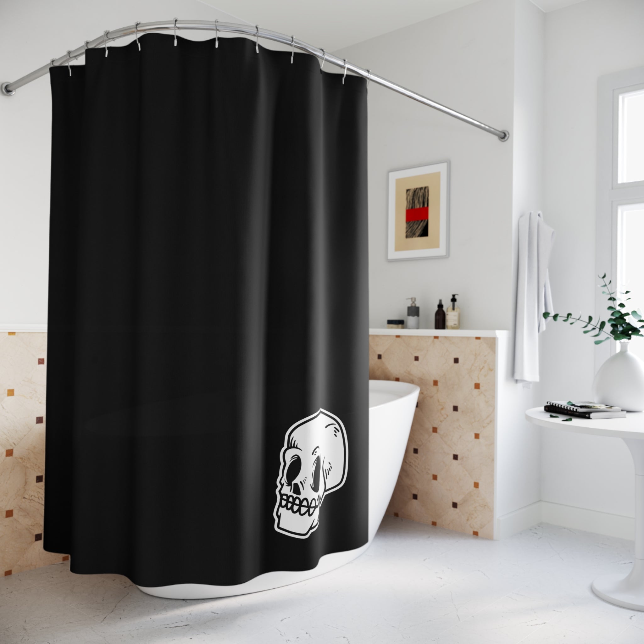 Minimalist Skull Accent Shower Curtain Gift: Edgy Simplicity for Modern Homes