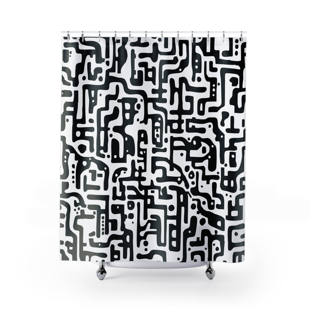 Abstract Circuit Maze Shower Curtain Gift: Modern Intrigue for Tech-Savvy Homes