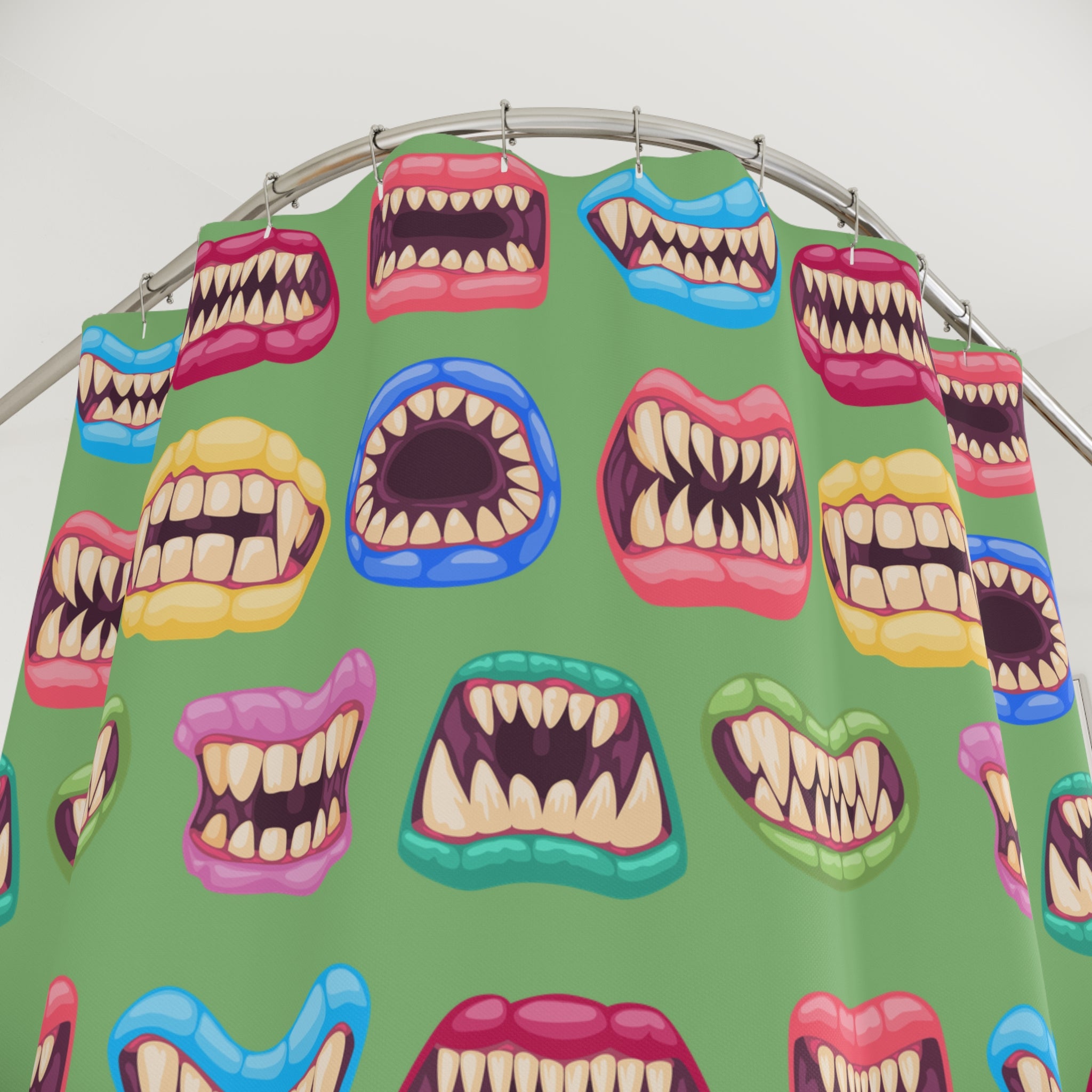 Quirky Monster Mouths Pattern Shower Curtain Gift: Playfully Spooky for Unique Homes