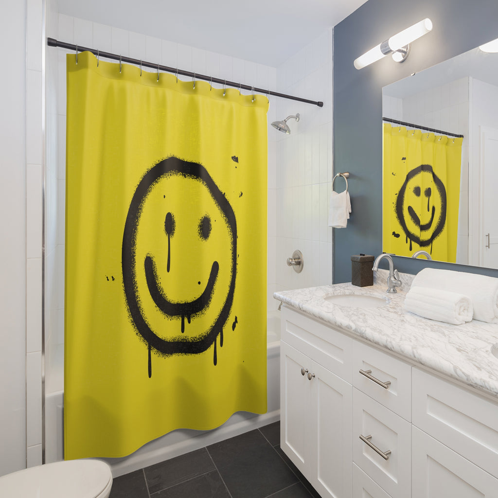 Graffiti Drip Smiley Face Shower Curtain Gift: Urban Art for Edgy Homes