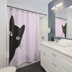 Peekaboo Black Cat Lavender Shower Curtain Gift: Playful Intrigue for Minimalist Homes