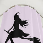 Elegant Witch on Broomstick Silhouette Shower Curtain Gift: Whimsical Magic for Enchanted Homes