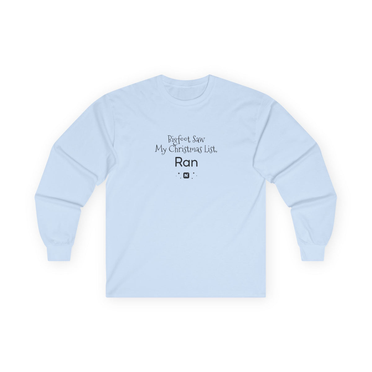 Bigfoot Christmas List long sleeve tee – original NewGiftDay design, view 18
