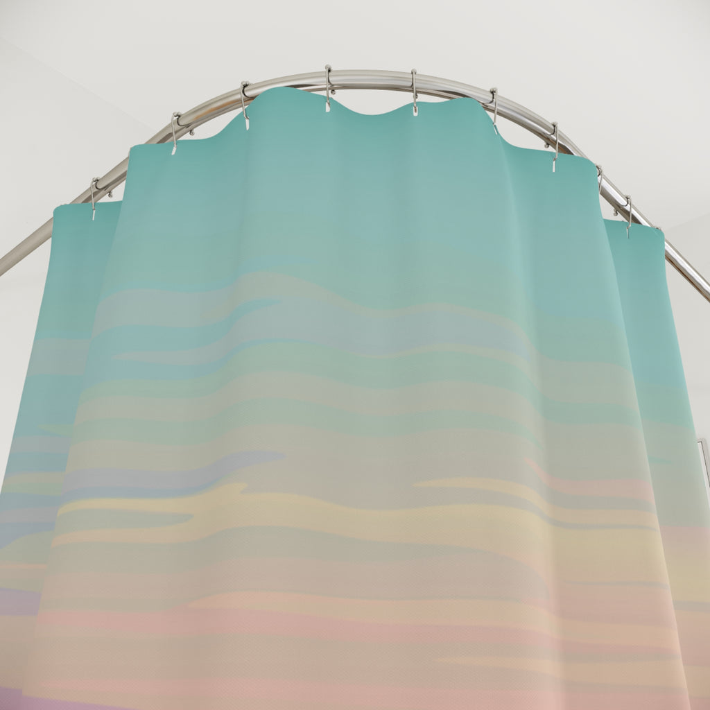 Tranquil Lake Sunset Shower Curtain Gift: Serene Horizons for Peaceful Homes