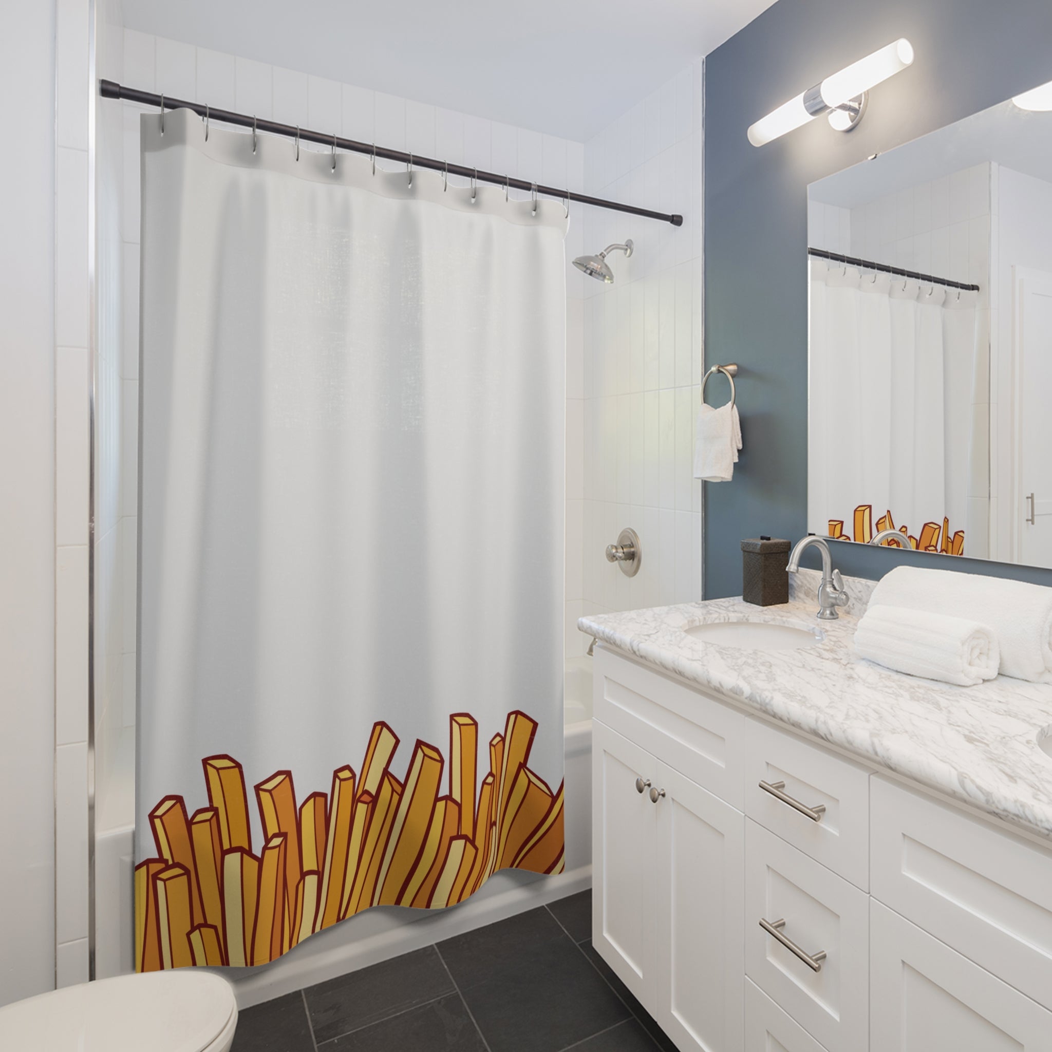 French Fries Border Shower Curtain Gift: Playful Foodie Fun for Quirky Homes