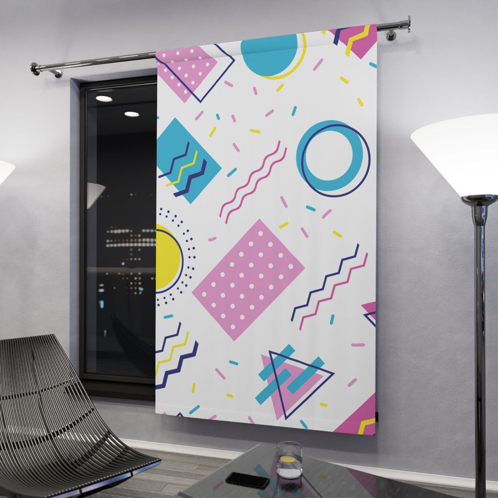 90s Style Geometric Pattern Blackout Window Curtain