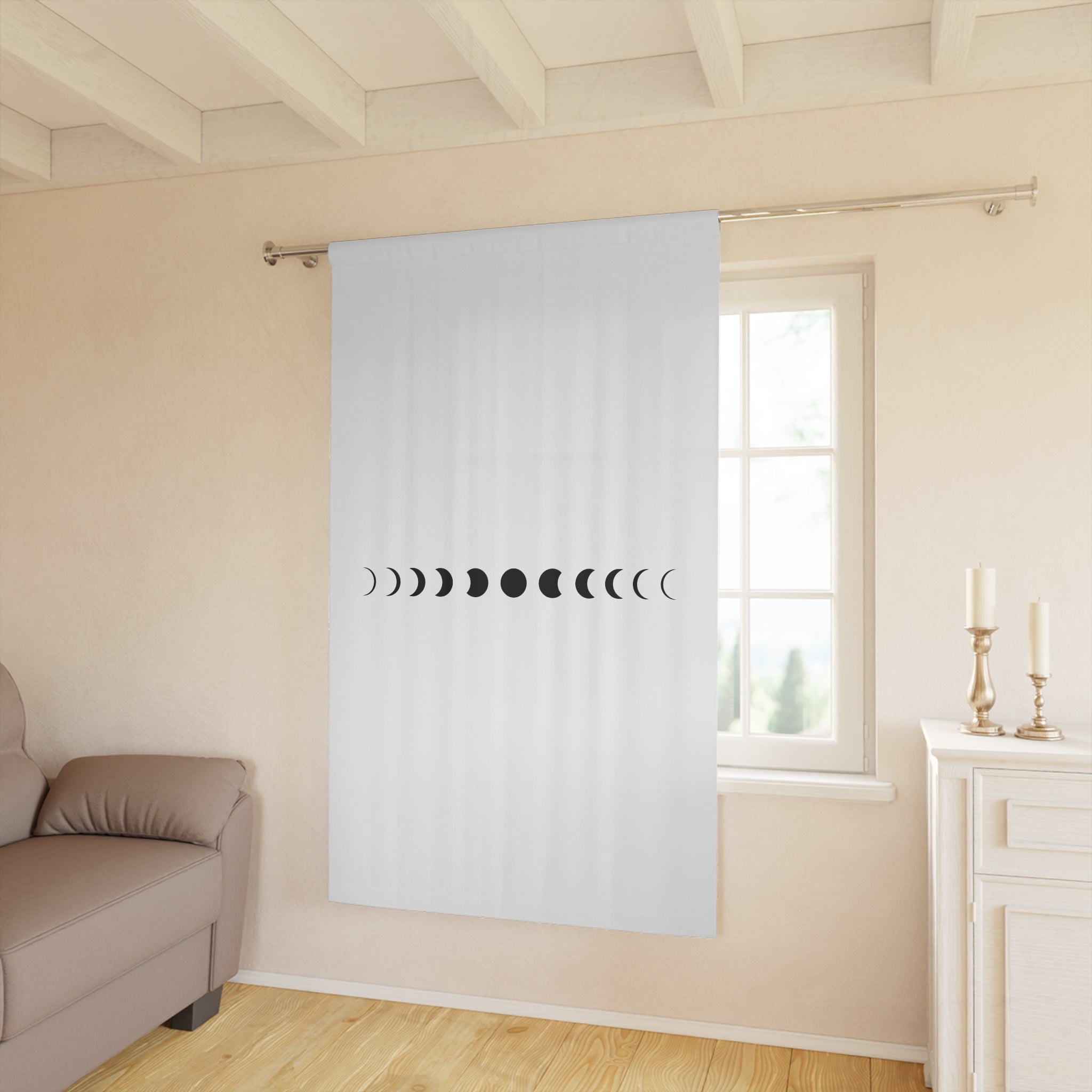 Celestial Moon Phases Off White Blackout Window Curtain