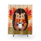Cozy Autumn Hedgehog with Coffee Shower Curtain Gift: Charming Fall for Animal Lovers