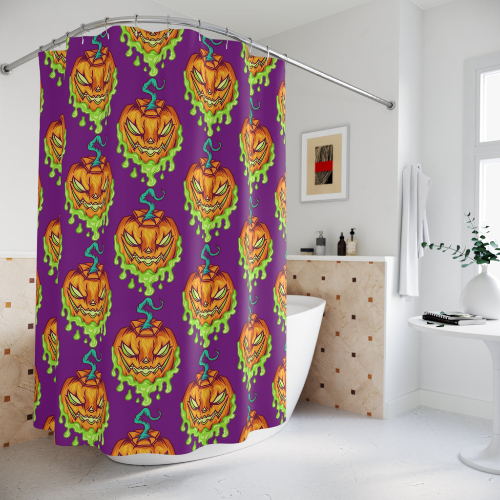 Spooky Melting Jack-O'-Lantern Pattern Shower Curtain Gift: Horror Punk for Halloween Homes