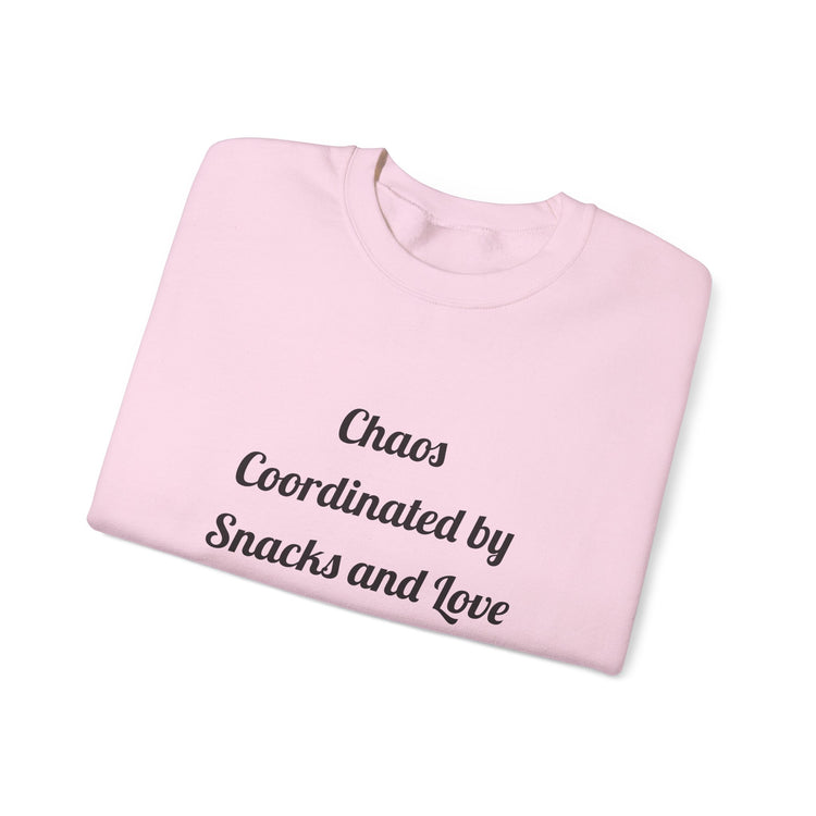 Chaos Coordinated by Snacks and Love DTG Printed for Family Time sweatshirt in light-pink – original NewGiftDay design