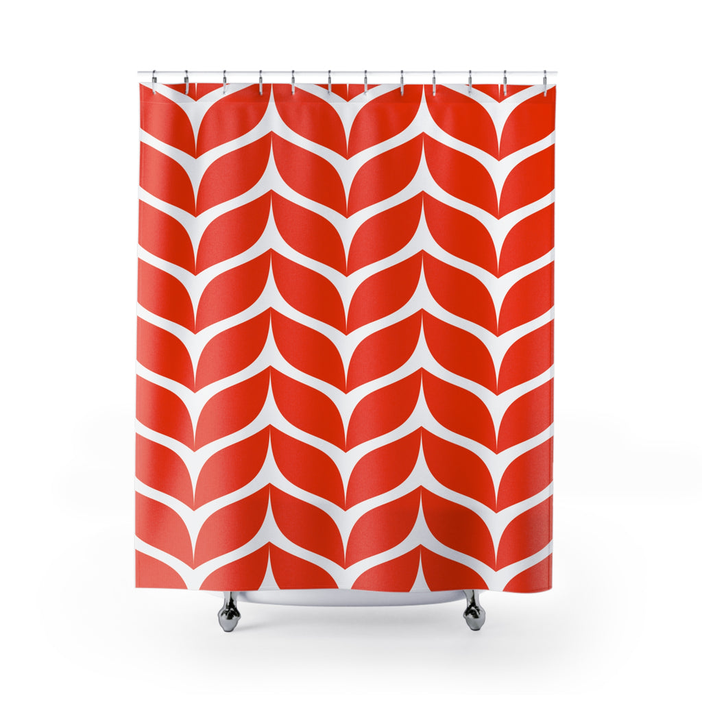 Serene Red Whale Tail Silhouette Shower Curtain Gift: Ocean Calm for Minimalist Space
