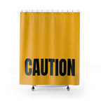 "CAUTION" Industrial Slogan Shower Curtain Gift: Bold Warning for Modern Homes
