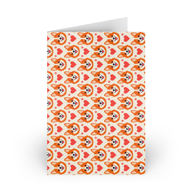 Corgi Heartss (1 or 10-pcs) greeting card in white – original NewGiftDay design