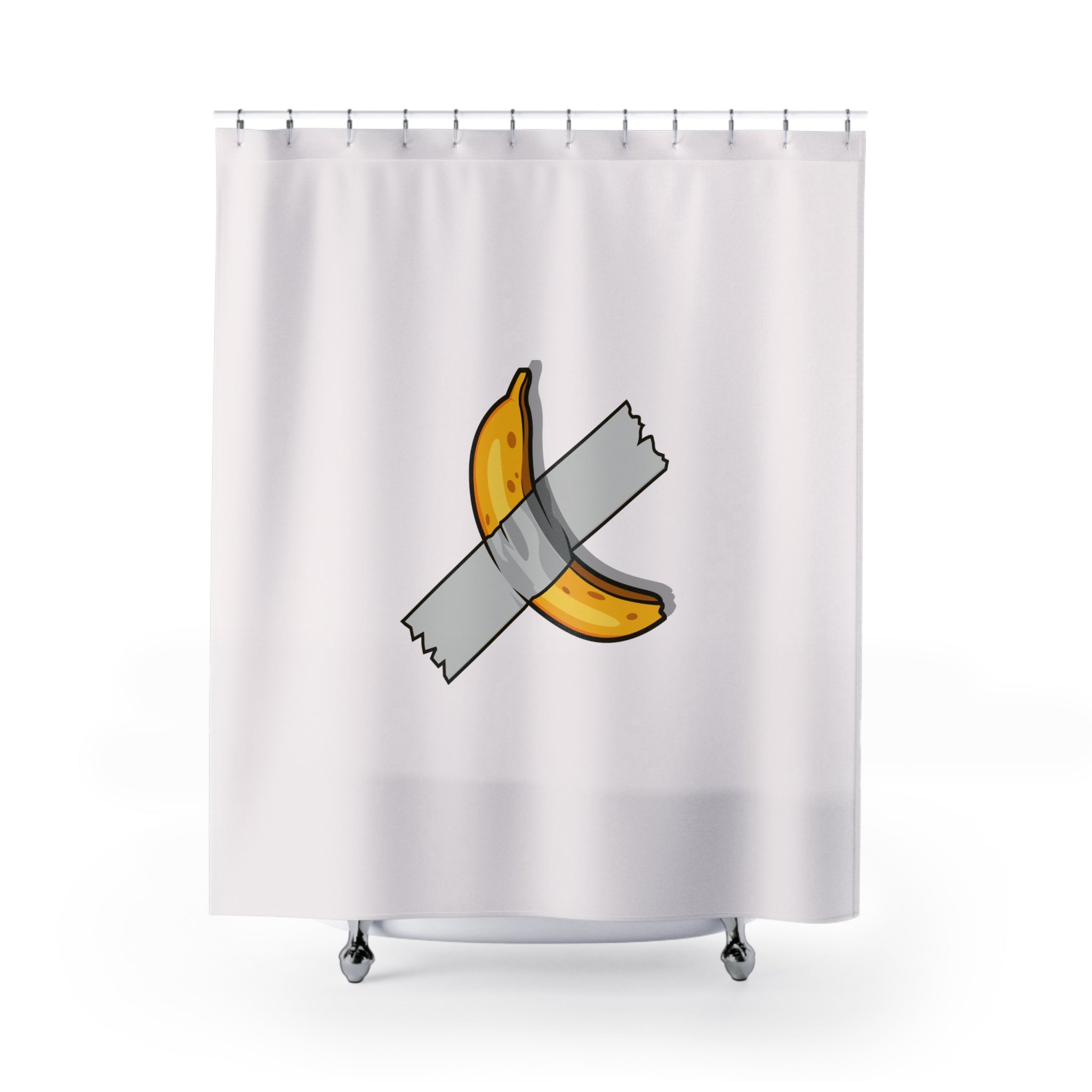 Taped Banana Conceptual Art Shower Curtain Gift: Witty Parody for Modernists
