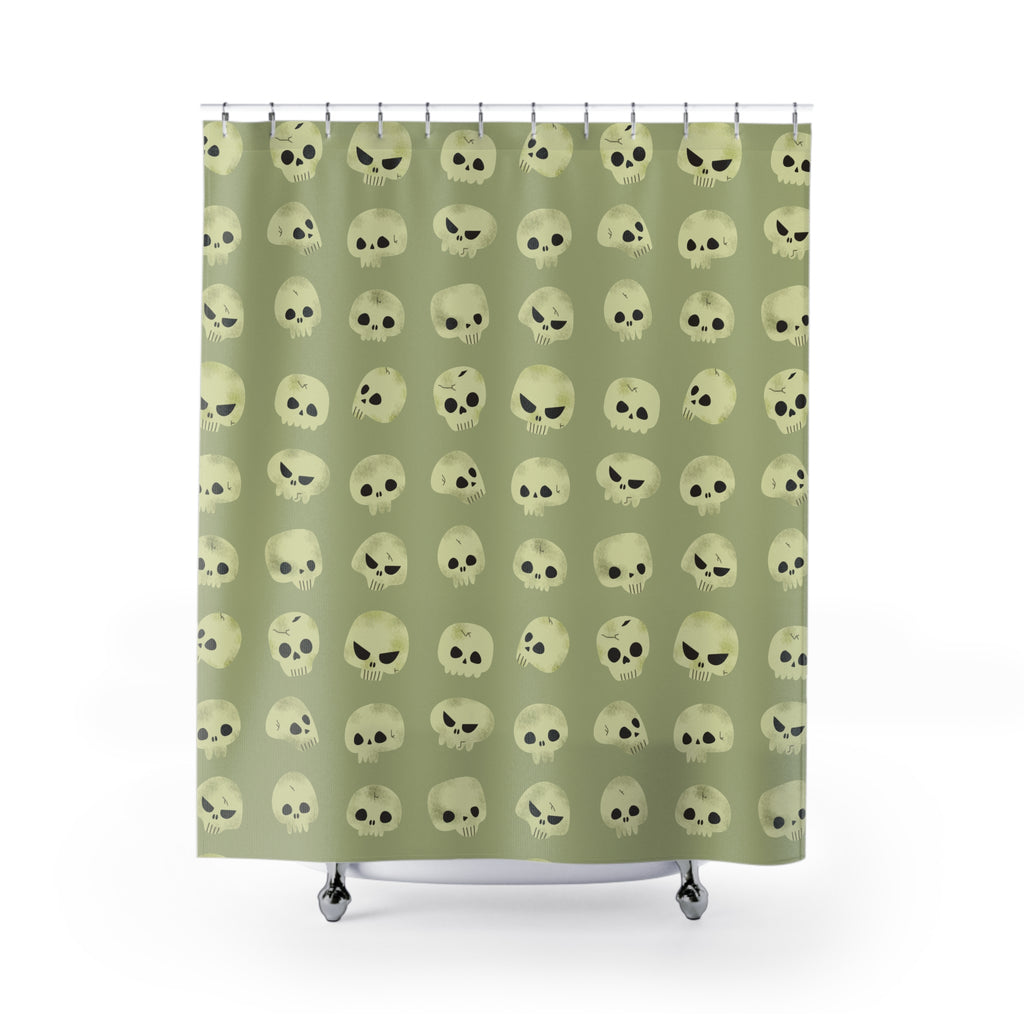 Quirky Cartoon Skull Pattern Shower Curtain Gift: Playful Spooky for Unique Homes