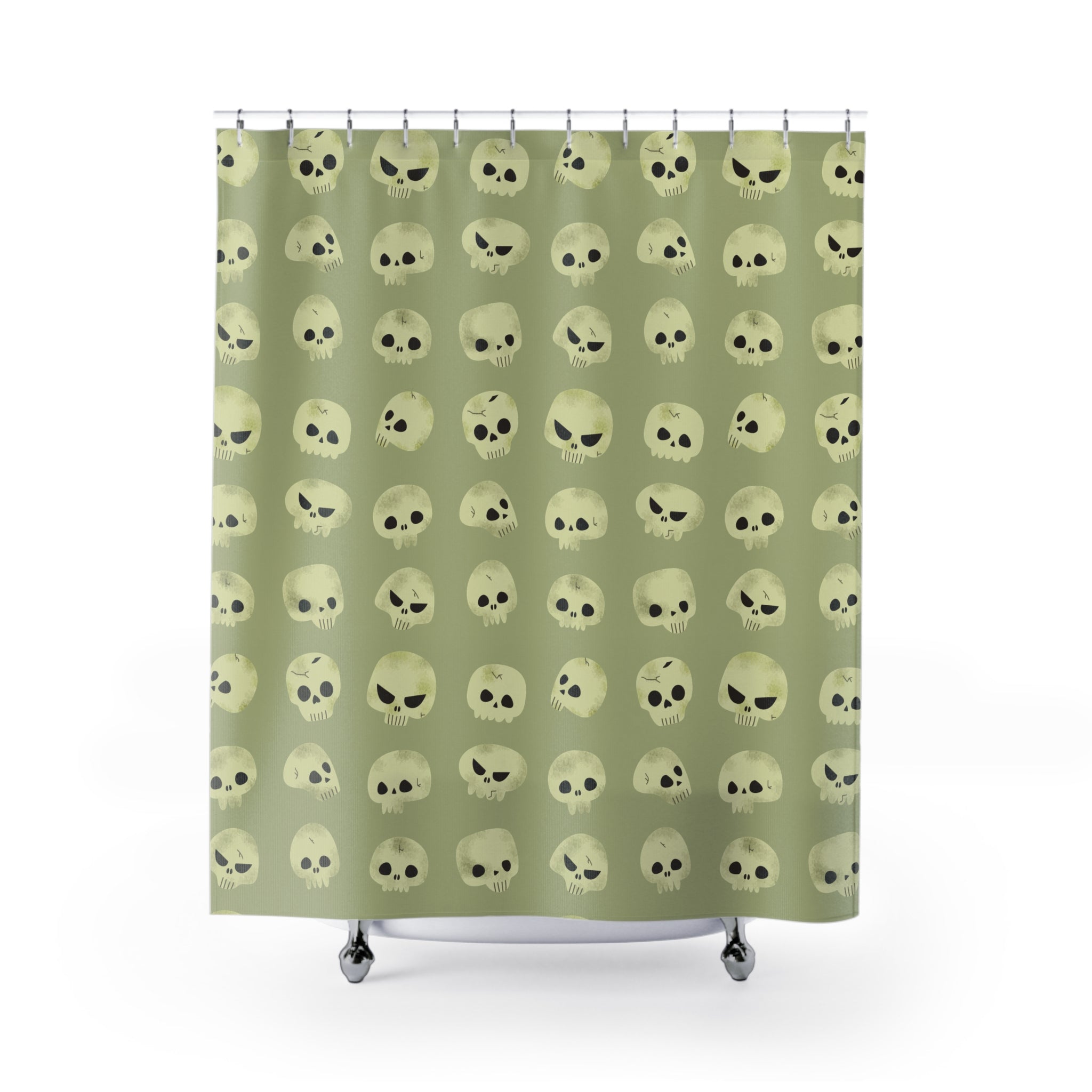 Quirky Cartoon Skull Pattern Shower Curtain Gift: Playful Spooky for Unique Homes