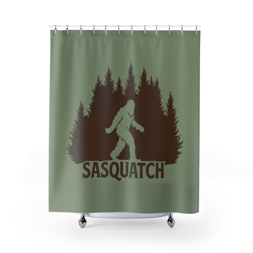 Sasquatch Forest Silhouette Shower Curtain Gift: Cryptid Lore for Rustic Homes