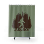 Sasquatch Forest Silhouette Shower Curtain Gift: Cryptid Lore for Rustic Homes