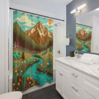 Vibrant Wildflower Mountain River Shower Curtain Gift: Serene Nature for Peaceful Homes