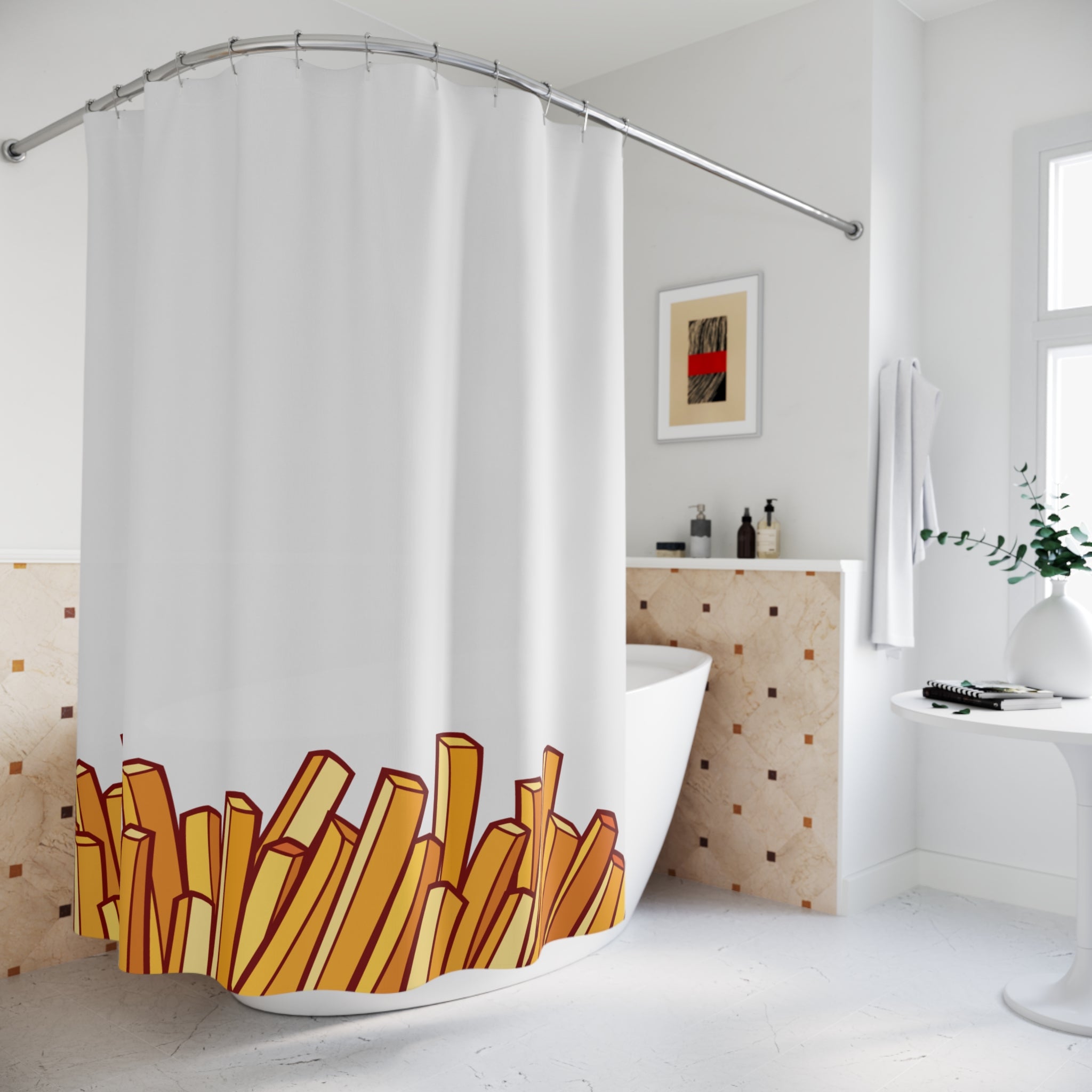 French Fries Border Shower Curtain Gift: Playful Foodie Fun for Quirky Homes
