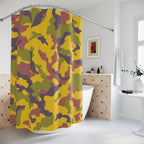 Rustic Earth-Tone Camo Shower Curtain: Gift for Warm, Modern Spaces
