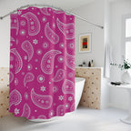 Magenta Ornate Paisley Shower Curtain Gift: Bohemian Boldness for Maximalist Homes